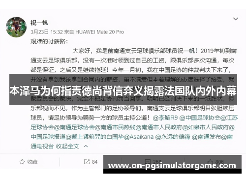 本泽马为何指责德尚背信弃义揭露法国队内外内幕