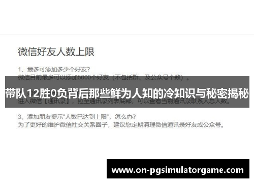 带队12胜0负背后那些鲜为人知的冷知识与秘密揭秘