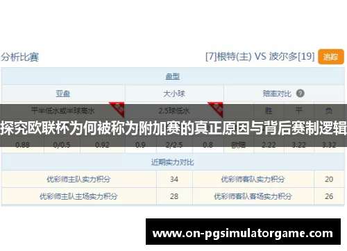 探究欧联杯为何被称为附加赛的真正原因与背后赛制逻辑 探究欧联杯为何被称为附加赛的真正原因与背后赛制逻辑