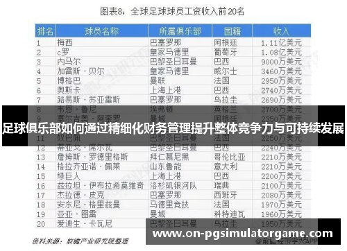 足球俱乐部如何通过精细化财务管理提升整体竞争力与可持续发展